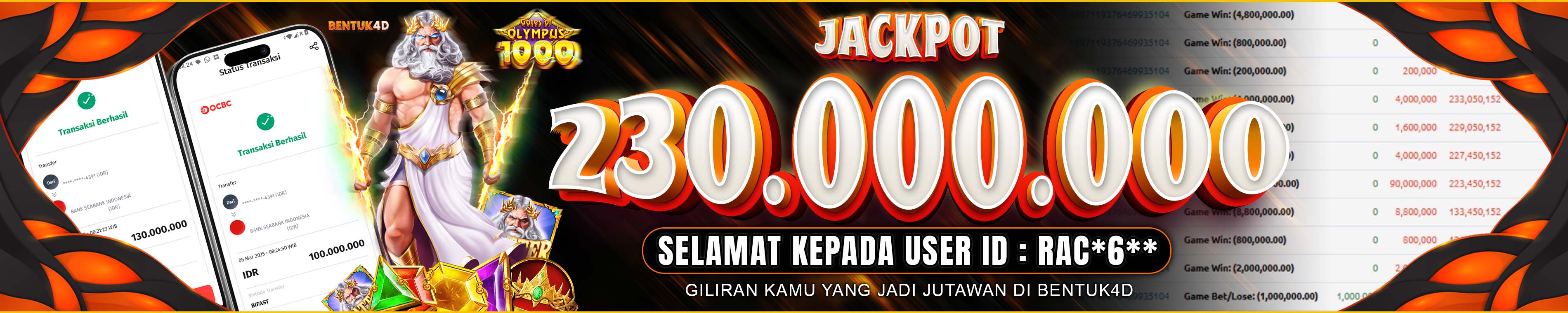 BUKTI KEMENANGAN JACKPOT 230JT